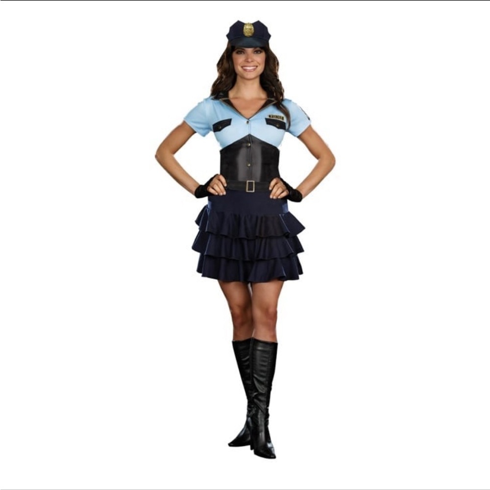 Women's Police Officer Halloween Costume Set with hat. Size: M (8/10)
